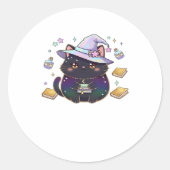 Magical Introvert Cat  Pastel Witch Hat Halloween  Runder Aufkleber (Vorderseite)