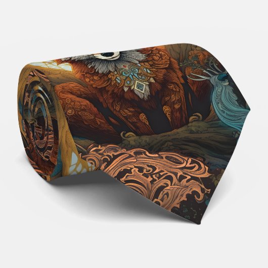 Magical Jewelled and Moonlit Celtic Fox Krawatte (Gerollt)