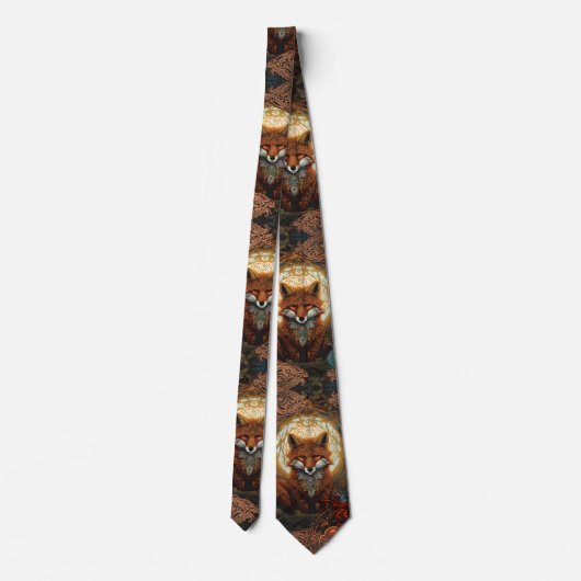 Magical Jewelled and Moonlit Celtic Fox Krawatte (Rückseite)