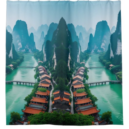 Magical Karst River Serenity" Duschvorhang (Vorderseite)