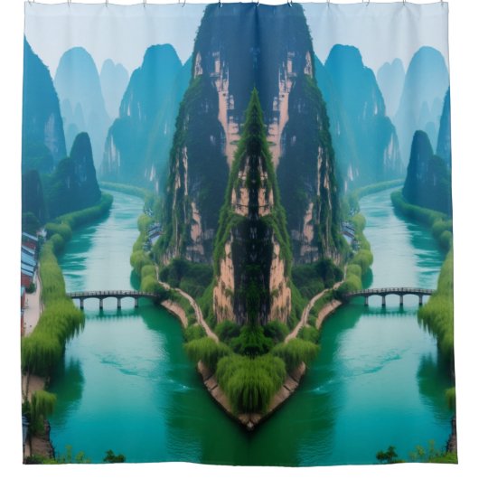 Magical Karst River Serenity" Duschvorhang (Vorderseite)