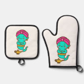 Magical Kawaii Djinn - Neon Spirit Ofenhandschuh & Topflappen-Set (Vorderseite)