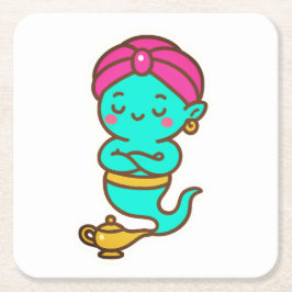 Magical Kawaii Djinn - Neon Spirit Rechteckiger Pappuntersetzer