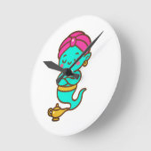 Magical Kawaii Djinn - Neon Spirit Runde Wanduhr (Winkel)
