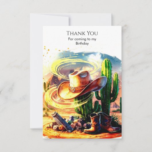 Magical Kids Cowboy Birthday Dankeskarte (Vorderseite)