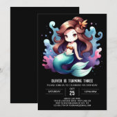 Magical Kids Mermaid Birthday Einladung (Vorne/Hinten)