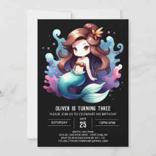 Magical Kids Mermaid Birthday Einladung
