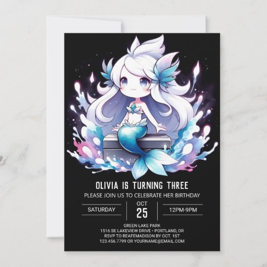 Magical Kids Mermaid Birthday Einladung (Vorderseite)