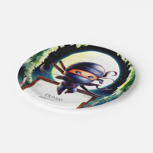 Magical Kids Ninja Geburtstag Pappteller (Schrägansicht)