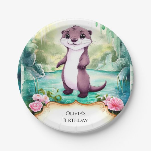 Magical Kids Otter Birthday Pappteller (Vorderseite)