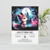 Magical Kids Wolf Birthday Einladung (Stehend Vorderseite)