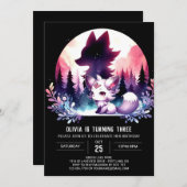 Magical Kids Wolf Birthday Einladung (Vorne/Hinten)