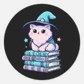 Magical Kitty Sorcerer Runder Aufkleber (Vorderseite)