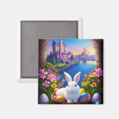 Magical landscape with rabbit and magical castles magnet (Vorderseite/Rückseite)