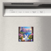 Magical landscape with rabbit and magical castles magnet (In Situ (Geschirrspüler))