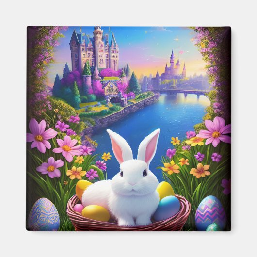 Magical landscape with rabbit and magical castles magnet (Vorne)