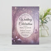 Magical Lavender Fairy Lights Hochzeit Einladung (Stehend Vorderseite)