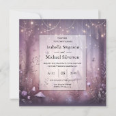 Magical Lavender Fairy Lights Hochzeit Einladung (Vorderseite)