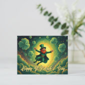 Magical Leprechaun St. Patrick’s Day Art Postkarte (Stehend Vorderseite)