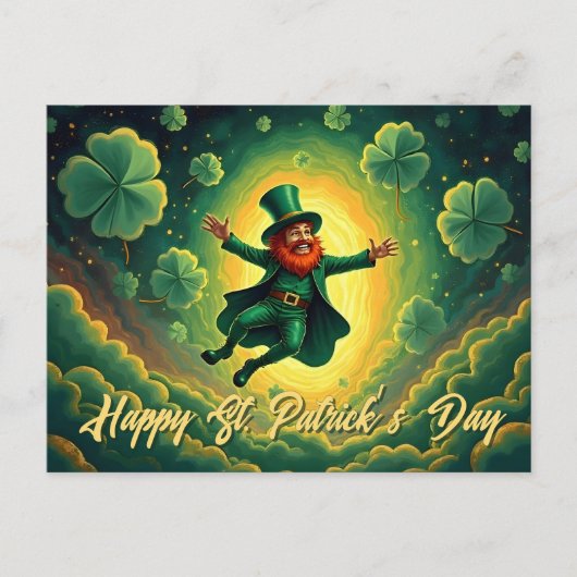 Magical Leprechaun St. Patrick’s Day Art Postkarte (Vorderseite)