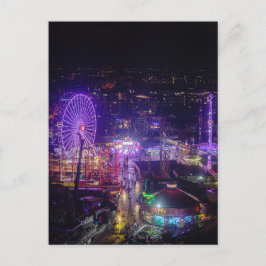 Magical lights of Vienna's Prater park in night Postkarte