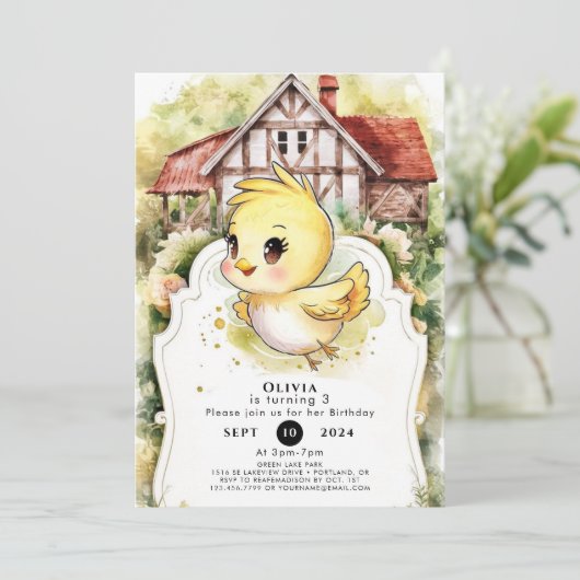 Magical Litcken Hühnchen Geburtstag Einladung (Stehend Vorderseite)