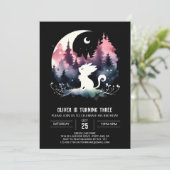 Magical Little Cat Birthday Einladung (Stehend Vorderseite)