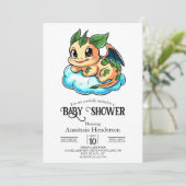 Magical Little Digital Dragon Baby Dusche Einladung (Stehend Vorderseite)