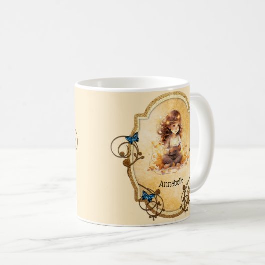 Magical Little Girl Lesen eines Buches Kaffeetasse (VorderseiteRechts)