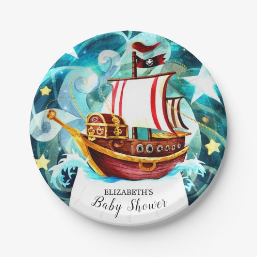 Magical Little Pirate Baby Shower Pappteller (Vorderseite)
