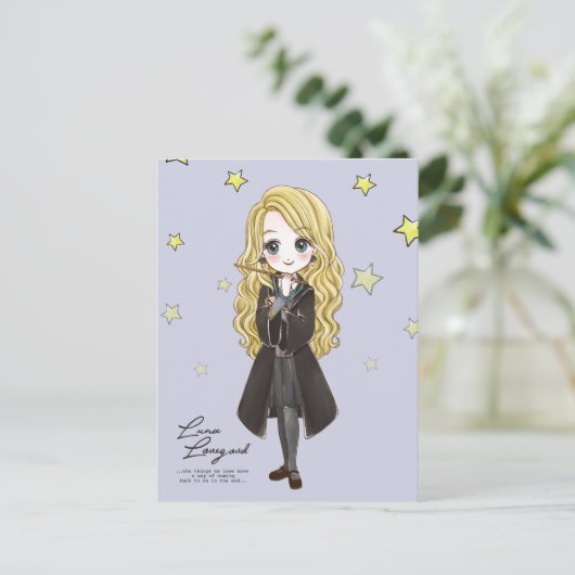 Magical Luna Lovegood Watercolor Einladungspostkarte (Stehend Vorderseite)