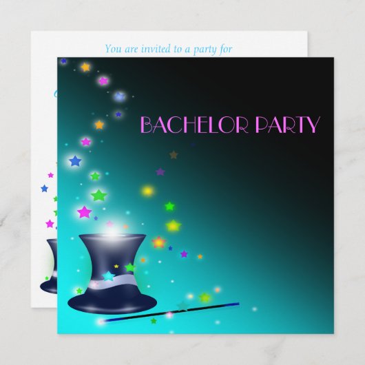 Magical Magicians Hat Bachelor Party Einladung (Vorne/Hinten)