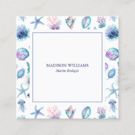 Magical marine creatures pattern marine biologist  quadratische visitenkarte