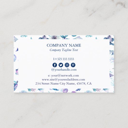 Magical marine creatures pattern marine biologist visitenkarte (Rückseite)