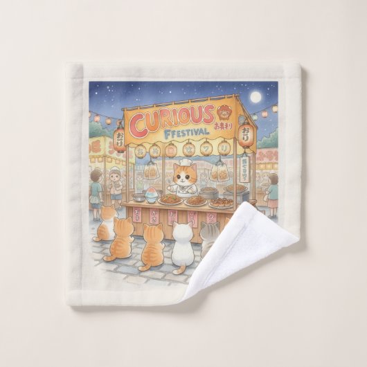 Magical Matsuri Night: Playful Kittens & Japanese  Waschlappen (Waschlappen)