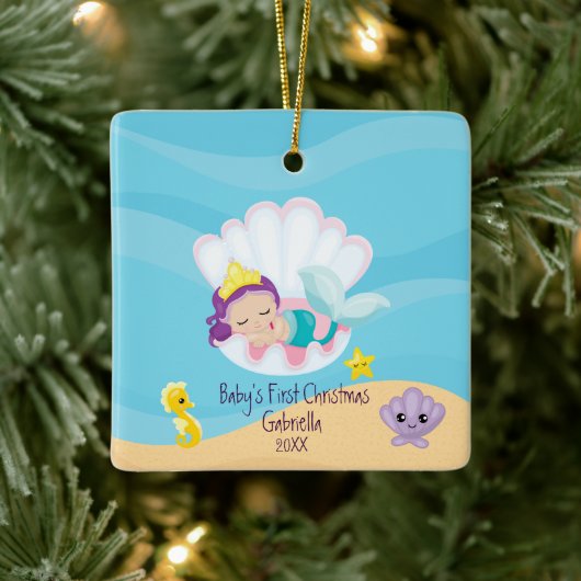 Magical Mermaid Baby's First Christmas Keramikornament (Baum)