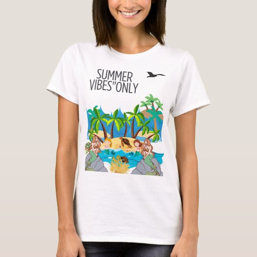 Magical Mermaid Beach Scene with Tropical Vibes T-Shirt (Vorderseite)