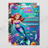 Magical Mermaid Birthday Einladung (Vorne/Hinten)
