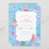 Magical Mermaid Birthday Einladung (Vorne/Hinten)