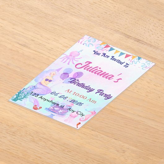 Magical  Mermaid Birthday Invitation Acryleinladungen (Ablage )