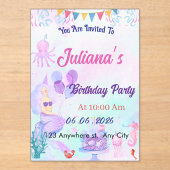Magical  Mermaid Birthday Invitation Acryleinladungen (Vorderseite)