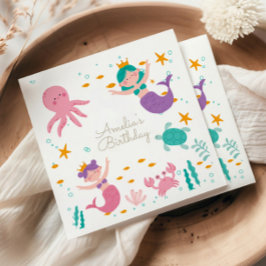 Magical Mermaid Birthday Party Napkins Serviette