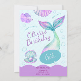 Magical Mermaid Under The Sea Birthday Party Einladung