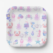 Magical Mermaid Under the Sea Kids Birthday Pappteller (Vorderseite)