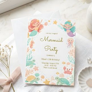 Magical Mermaid Under the Sea Kids Birthday Party  Einladung