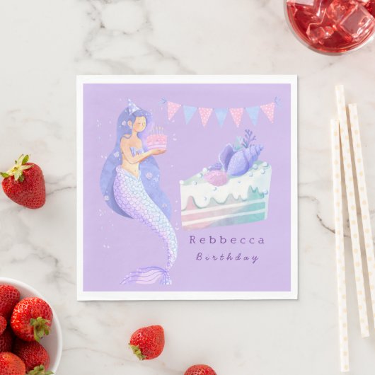 Magical Mermaid Under the Sea Kids Birthday Serviette (Beispiel)