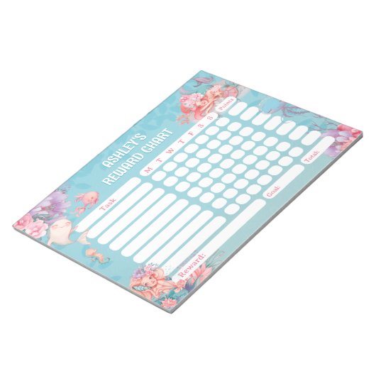 Magical Mermaids Reward Chore Chart for Kids Notizblock (angewinkelt)