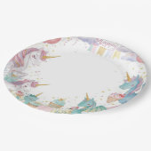 Magical Mermaids Unicorns Rainbow Birthday Party Pappteller (Schrägansicht)