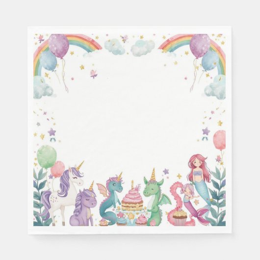 Magical Mermaids Unicorns Rainbow Personalized Serviette (Vorderseite)