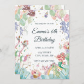 Magical Mermaids Unicorns Rainbows Kids Birthday Einladung (Vorne/Hinten)